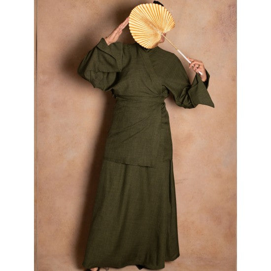 Ensemble kimono croisé et jupe