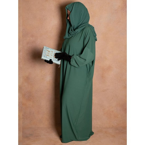Abaya de prière en soie de médine avec voile intégré