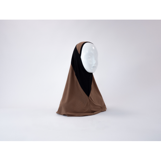 Hijab lycra 1 piece bicolor marron/noir