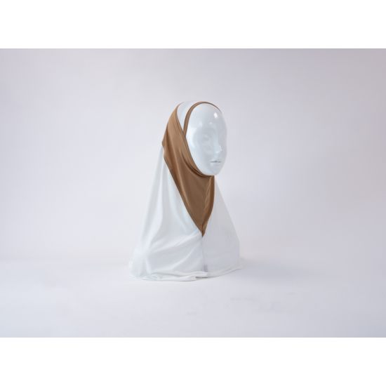 Hijab lycra 1 piece bicolor bleu marron/blanc