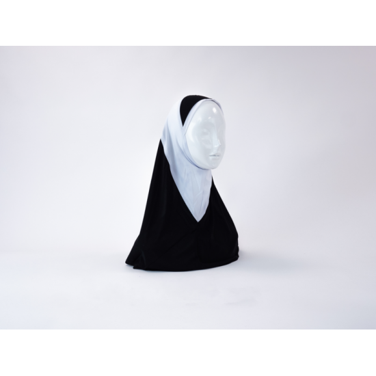 Hijab lycra 1 piece bicolor bleu ciel/noir