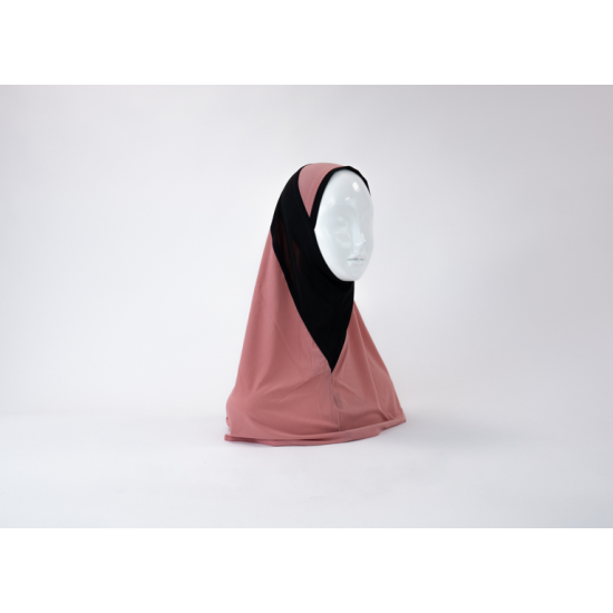 Hijab lycra 1 piece bicolor saumon/noir