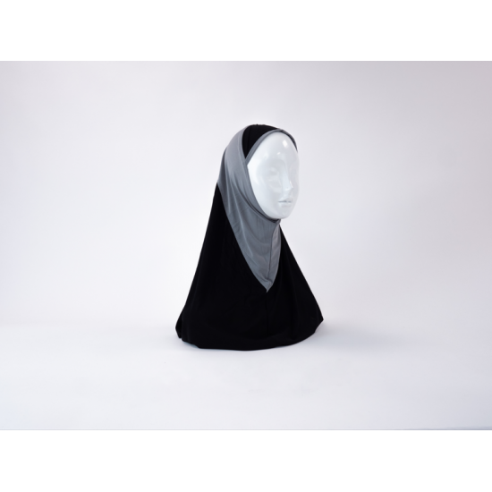 Hijab lycra 1 piece bicolor gris/noir