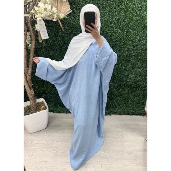 Abaya manches papillon en lin