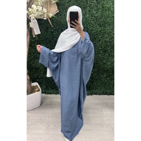 Abaya manches papillon en lin
