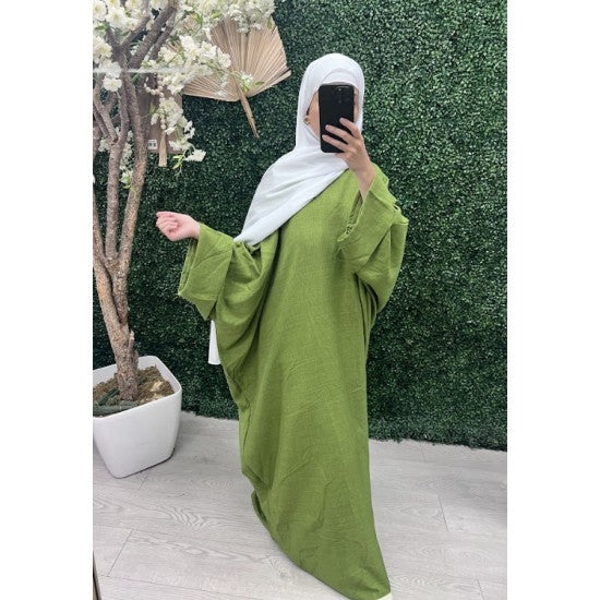 Abaya manches papillon en lin