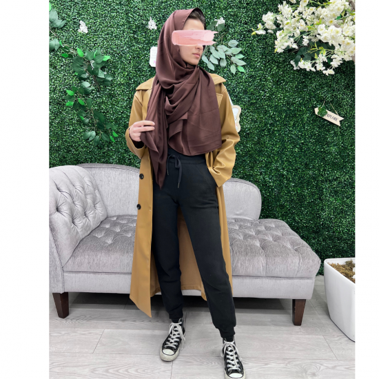 Trench long ceinturé en similicuir