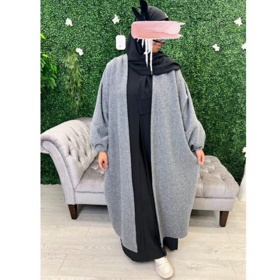 Gilet long en tissu feutré avec manches élastiquées