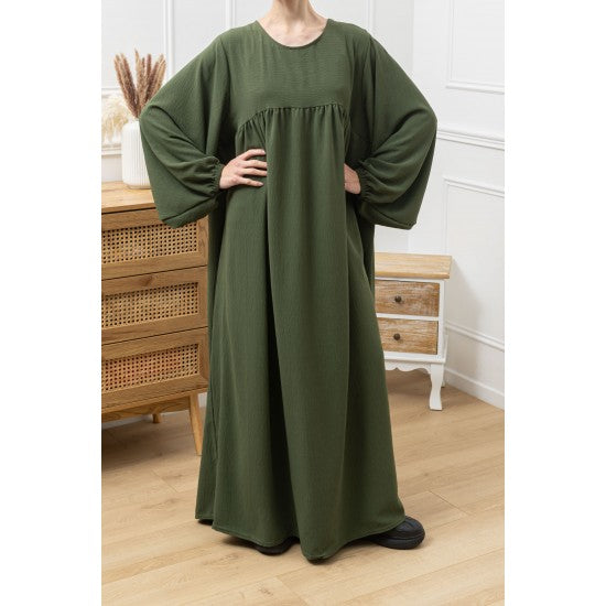 Abaya à découpe horizontale avec manches bouffantes en jazz