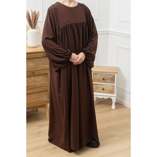 Abaya à découpe horizontale avec manches bouffantes en jazz