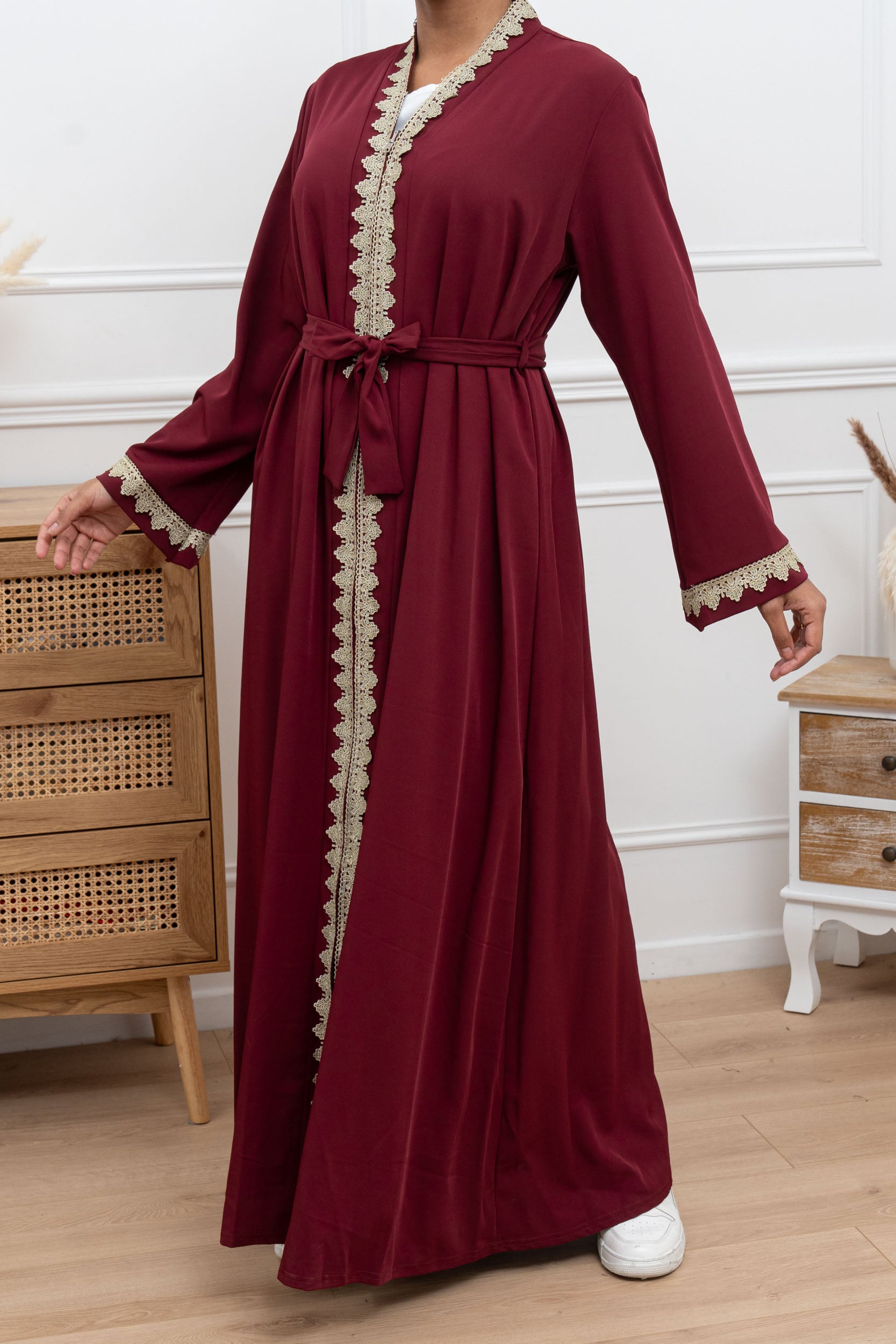 Kimono inspiration caftan brodé avec zip frontal