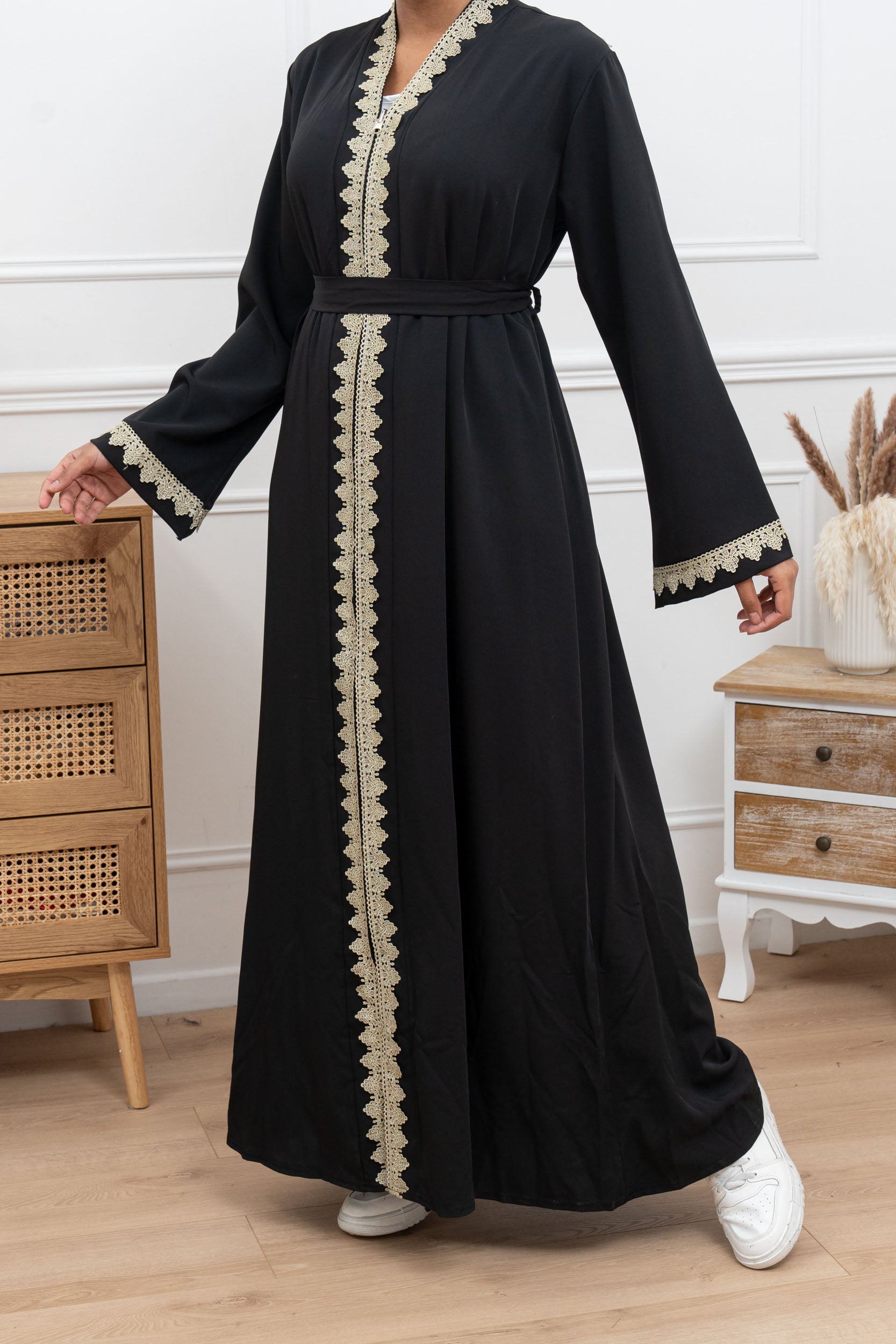 Kimono inspiration caftan brodé avec zip frontal