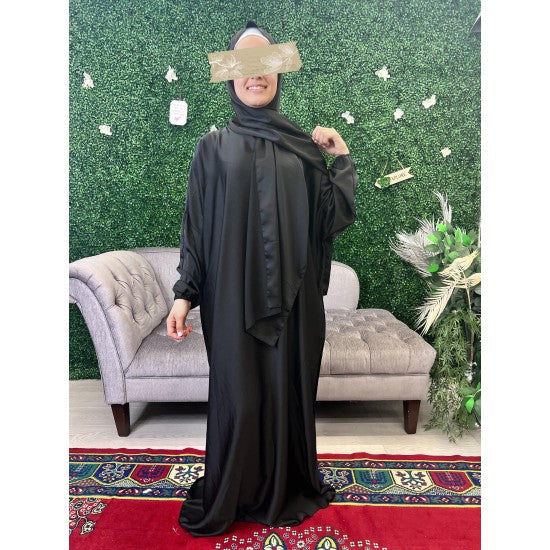 Abaya de prière satinée avec voile intégré