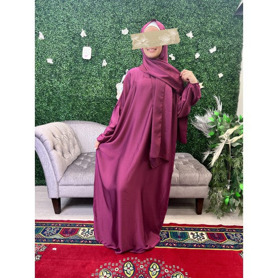 Abaya de prière satinée avec voile intégré