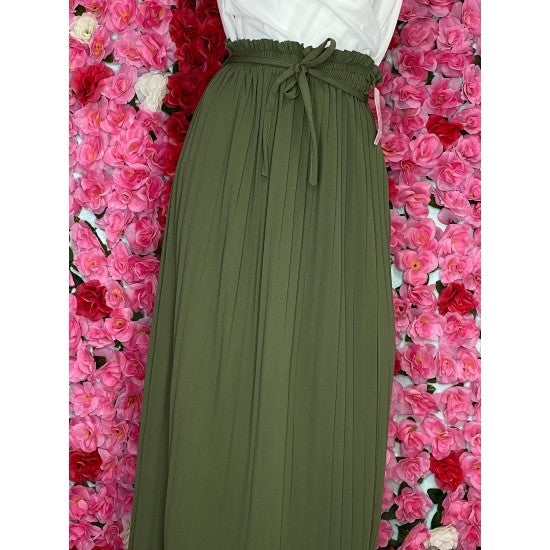 Jupe opaque plissée à taille élastique